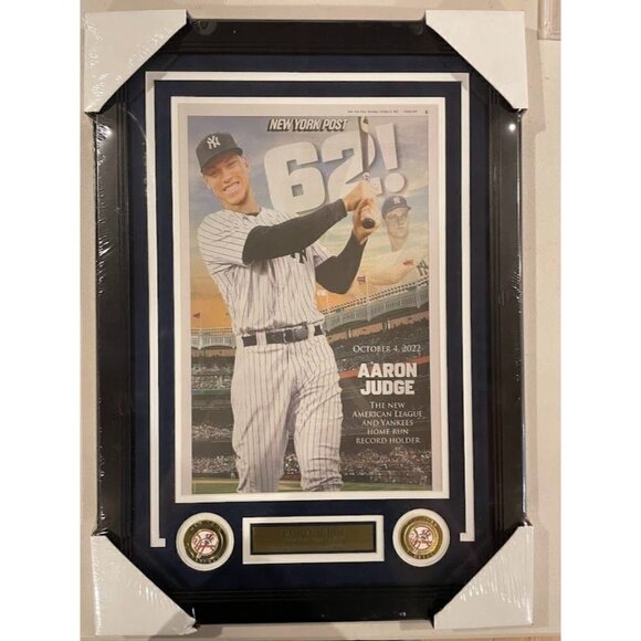 Aaron Judge 62 home runs record Framed 11x14 Newspaper New York Post NY Yankees - Picture 1 of 4